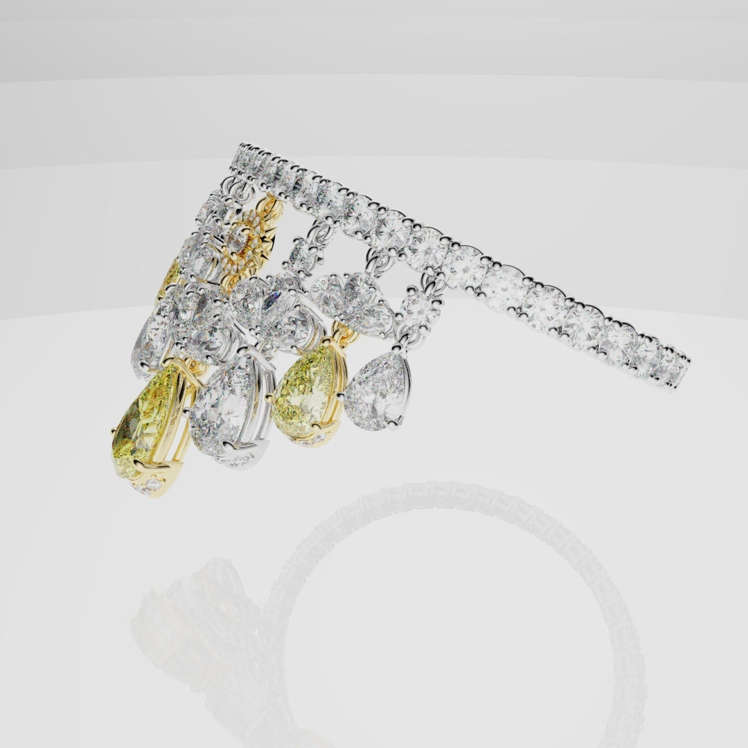 Bespoke High Jewellery Sun and Moon Bracelet - 18ct white gold and Yellow gold