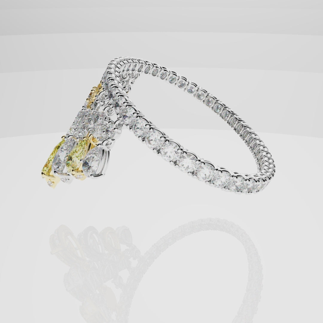 Bespoke High Jewellery Sun and Moon Bracelet - 18ct white gold and Yellow gold