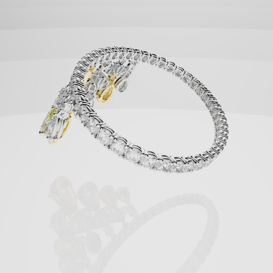 Bespoke High Jewellery Sun and Moon Bracelet - 18ct white gold and Yellow gold