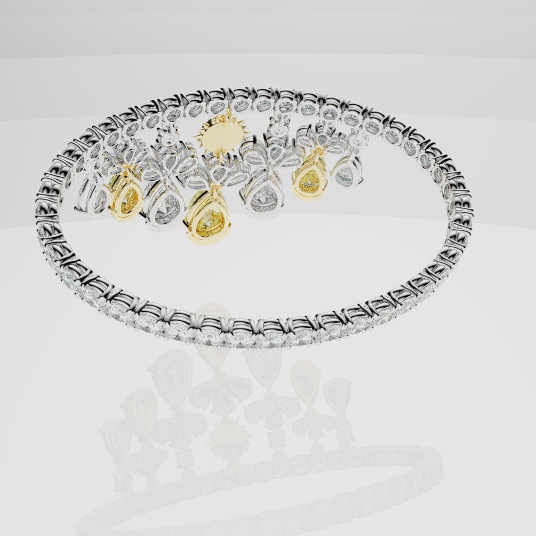 Bespoke High Jewellery Sun and Moon Bracelet - 18ct white gold and Yellow gold