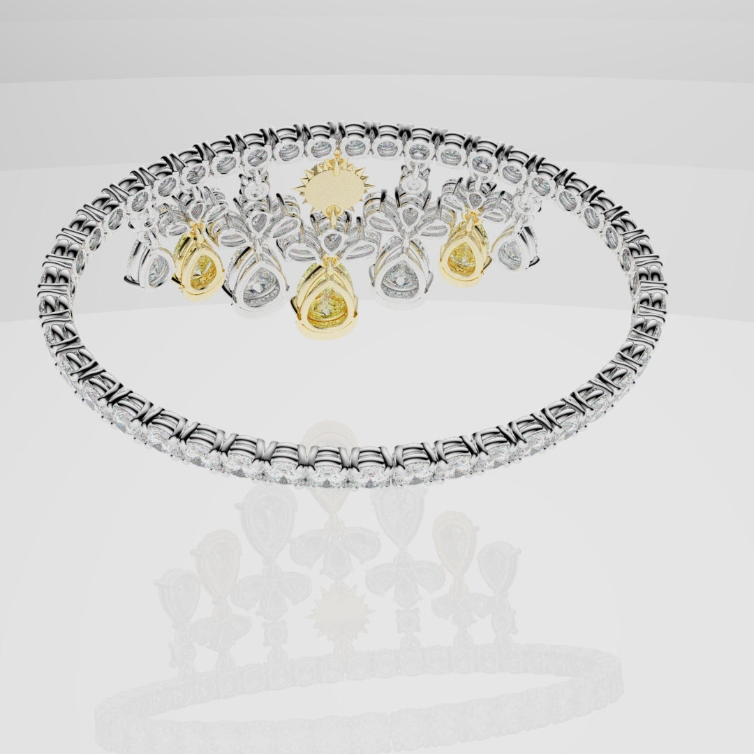 Bespoke High Jewellery Sun and Moon Bracelet - 18ct white gold and Yellow gold