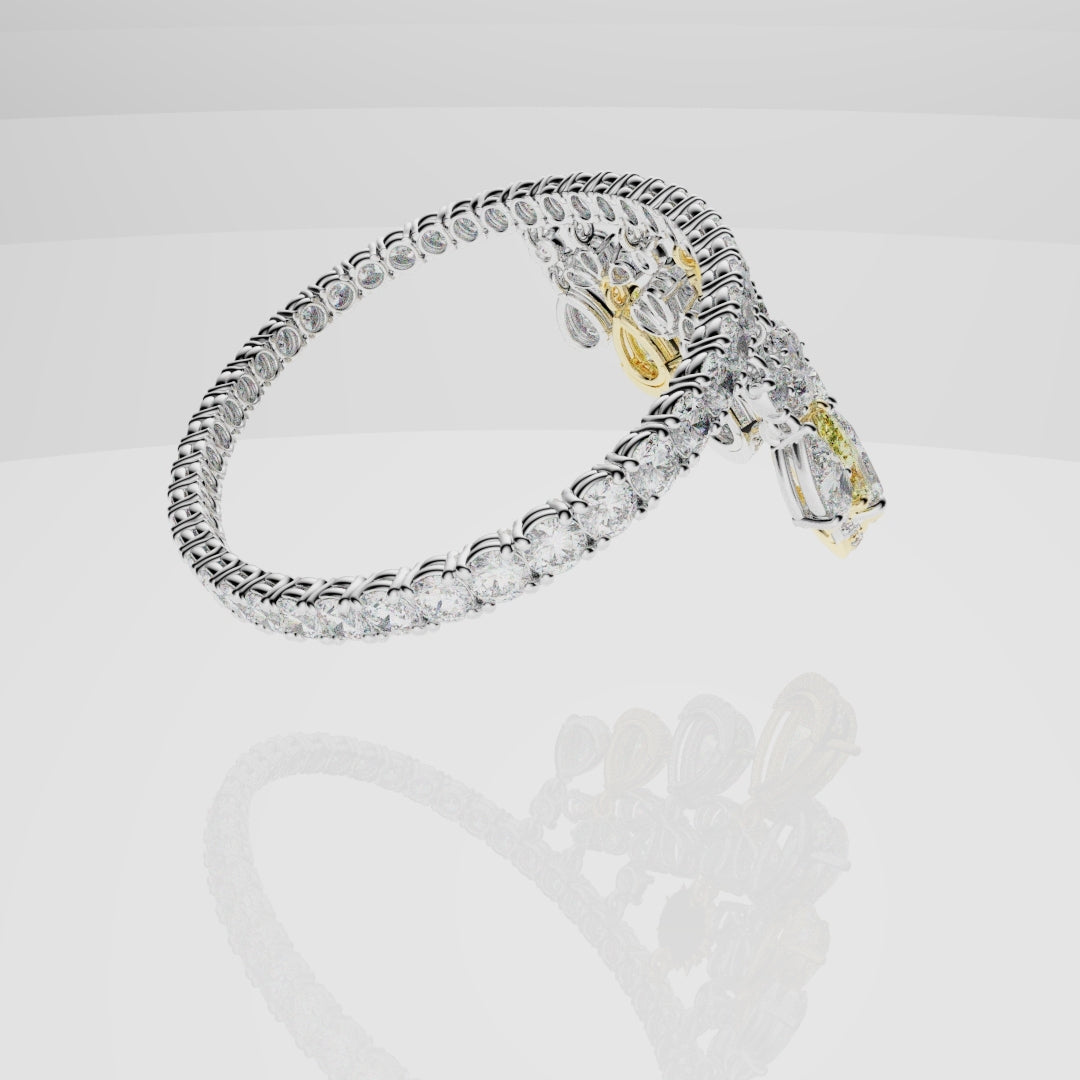 Bespoke High Jewellery Sun and Moon Bracelet - 18ct white gold and Yellow gold