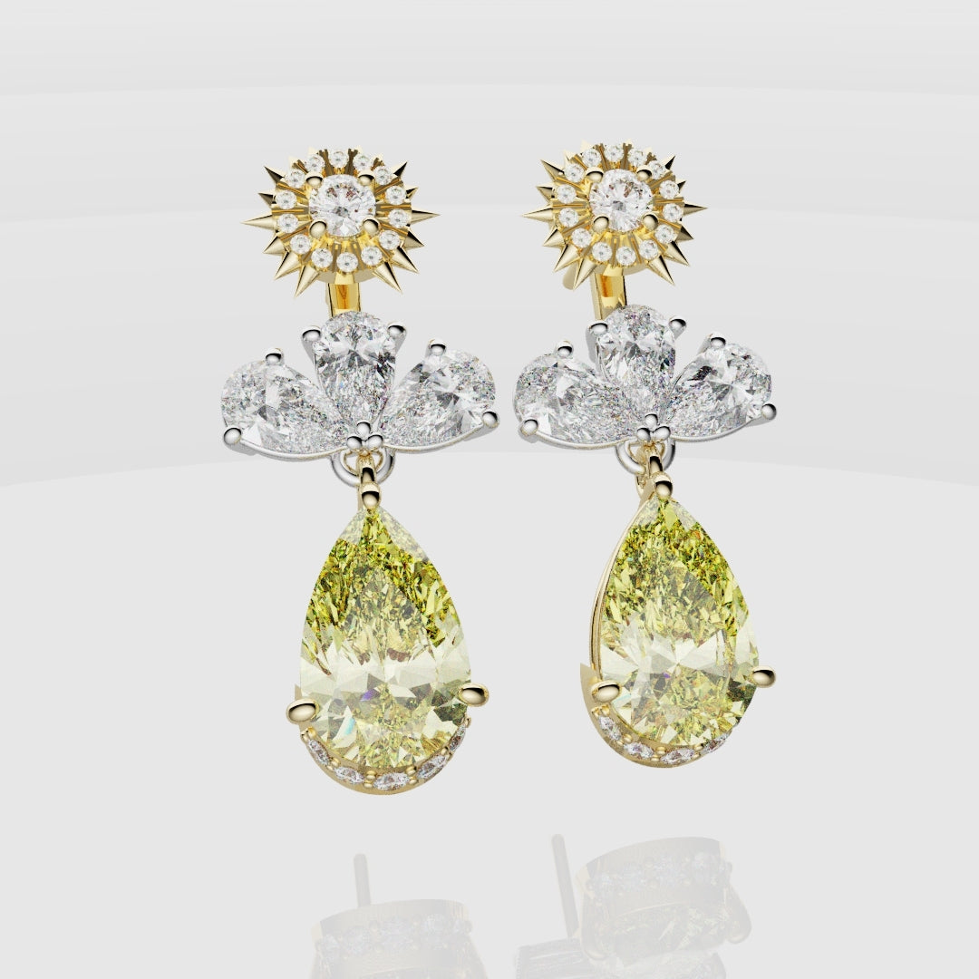 Bespoke High Jewellery Sun and Moon Earrings - White Gold and Yellow Gold
