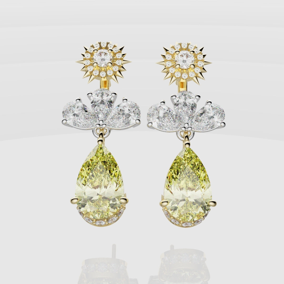 Bespoke High Jewellery Sun and Moon Earrings - White Gold and Yellow Gold