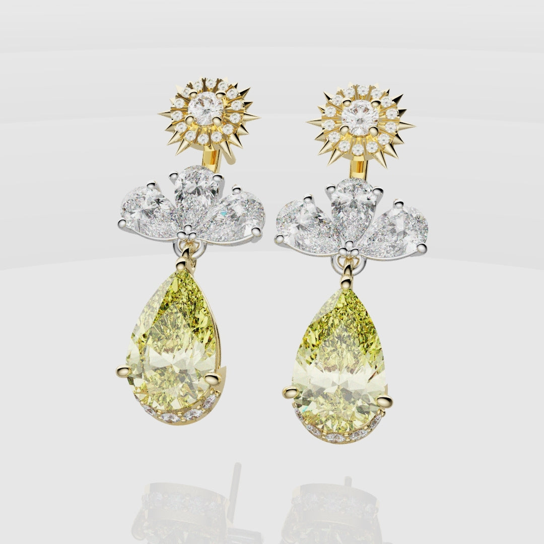 Bespoke High Jewellery Sun and Moon Earrings - White Gold and Yellow Gold