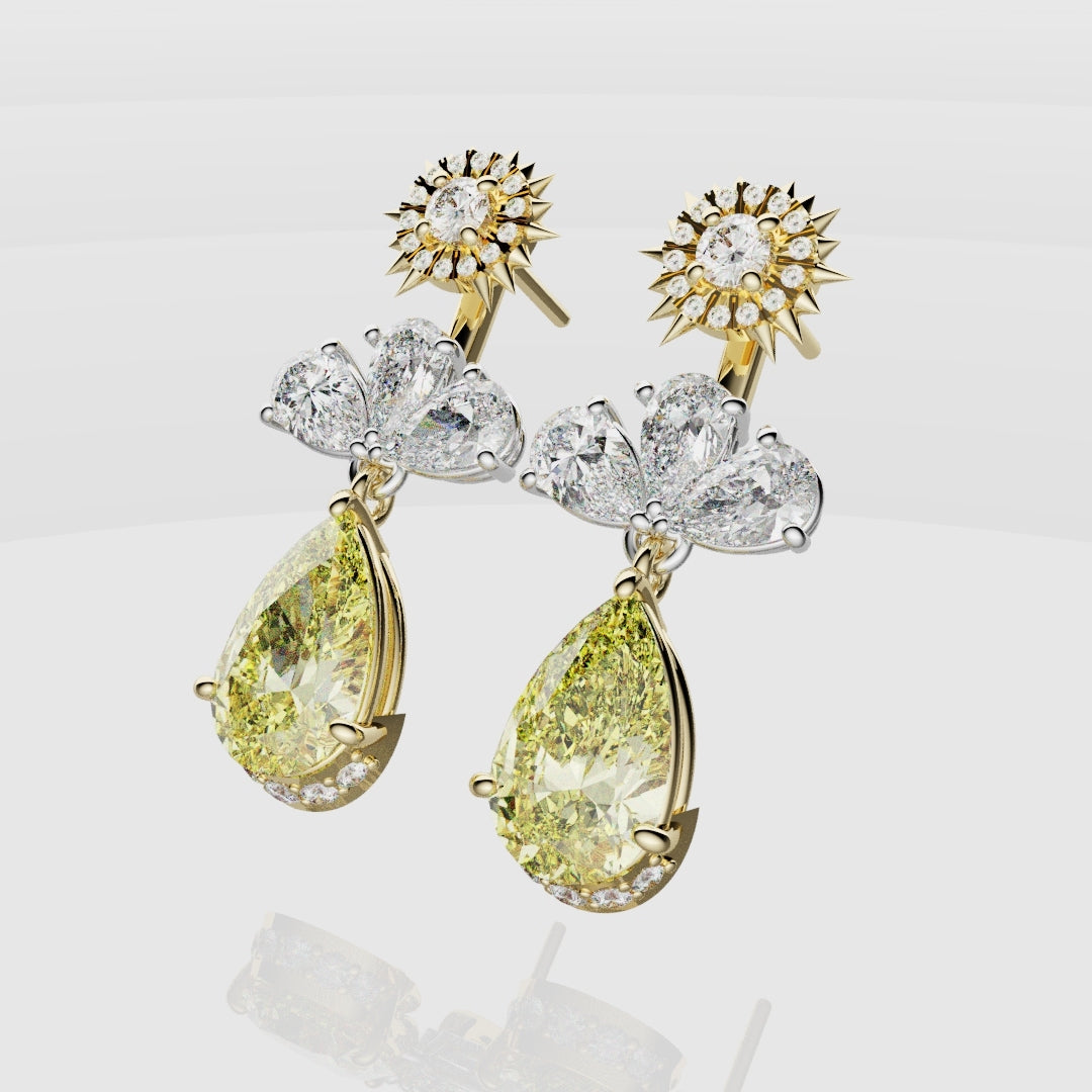 Bespoke High Jewellery Sun and Moon Earrings - White Gold and Yellow Gold