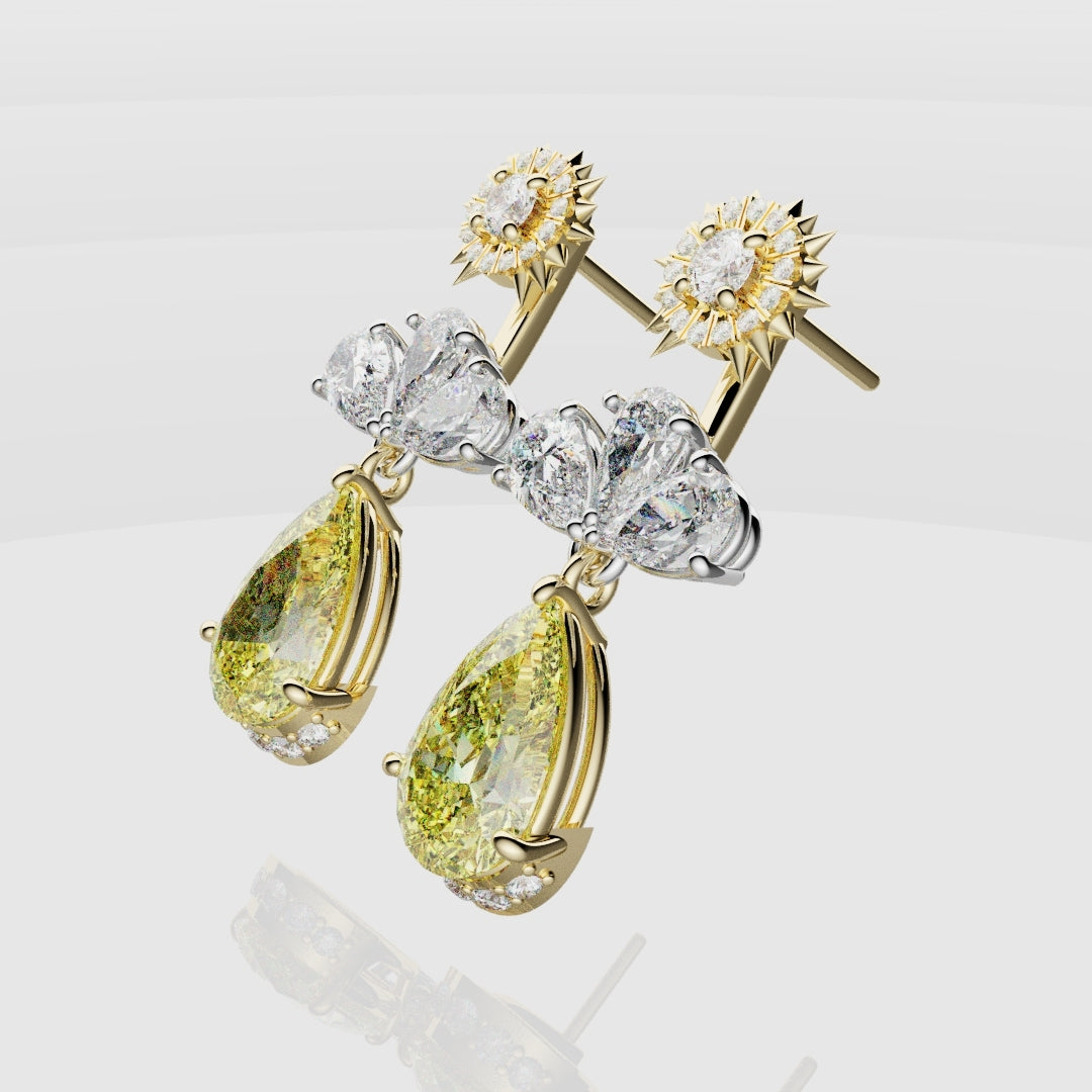 Bespoke High Jewellery Sun and Moon Earrings - White Gold and Yellow Gold