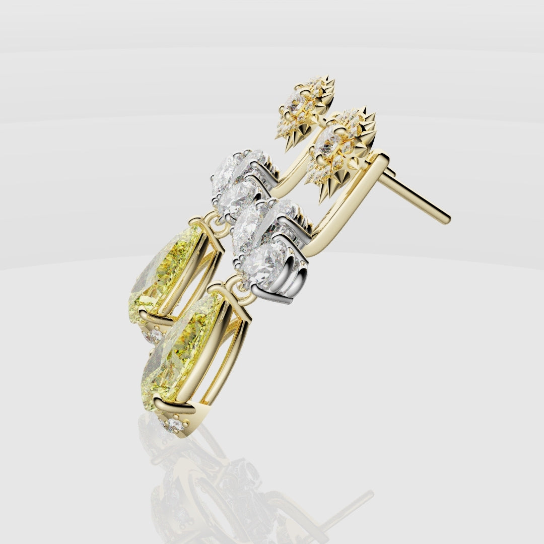 Bespoke High Jewellery Sun and Moon Earrings - White Gold and Yellow Gold