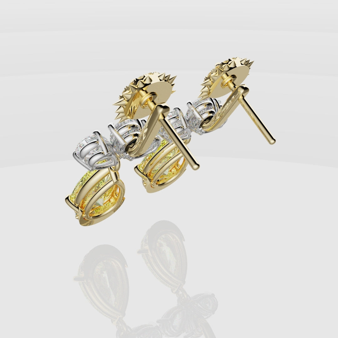 Bespoke High Jewellery Sun and Moon Earrings - White Gold and Yellow Gold