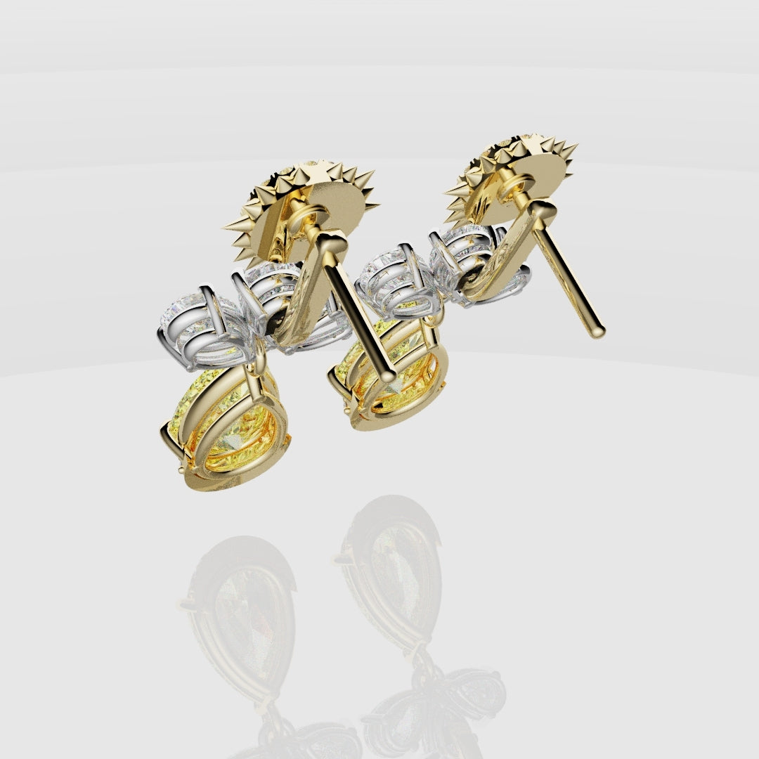 Bespoke High Jewellery Sun and Moon Earrings - White Gold and Yellow Gold