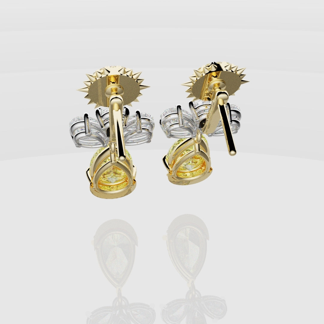 Bespoke High Jewellery Sun and Moon Earrings - White Gold and Yellow Gold