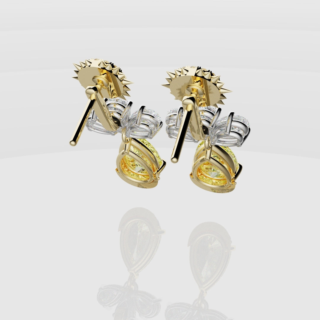 Bespoke High Jewellery Sun and Moon Earrings - White Gold and Yellow Gold