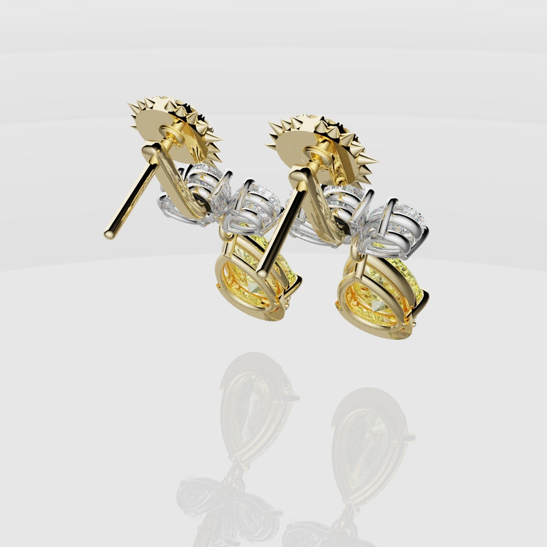 Bespoke High Jewellery Sun and Moon Earrings - White Gold and Yellow Gold