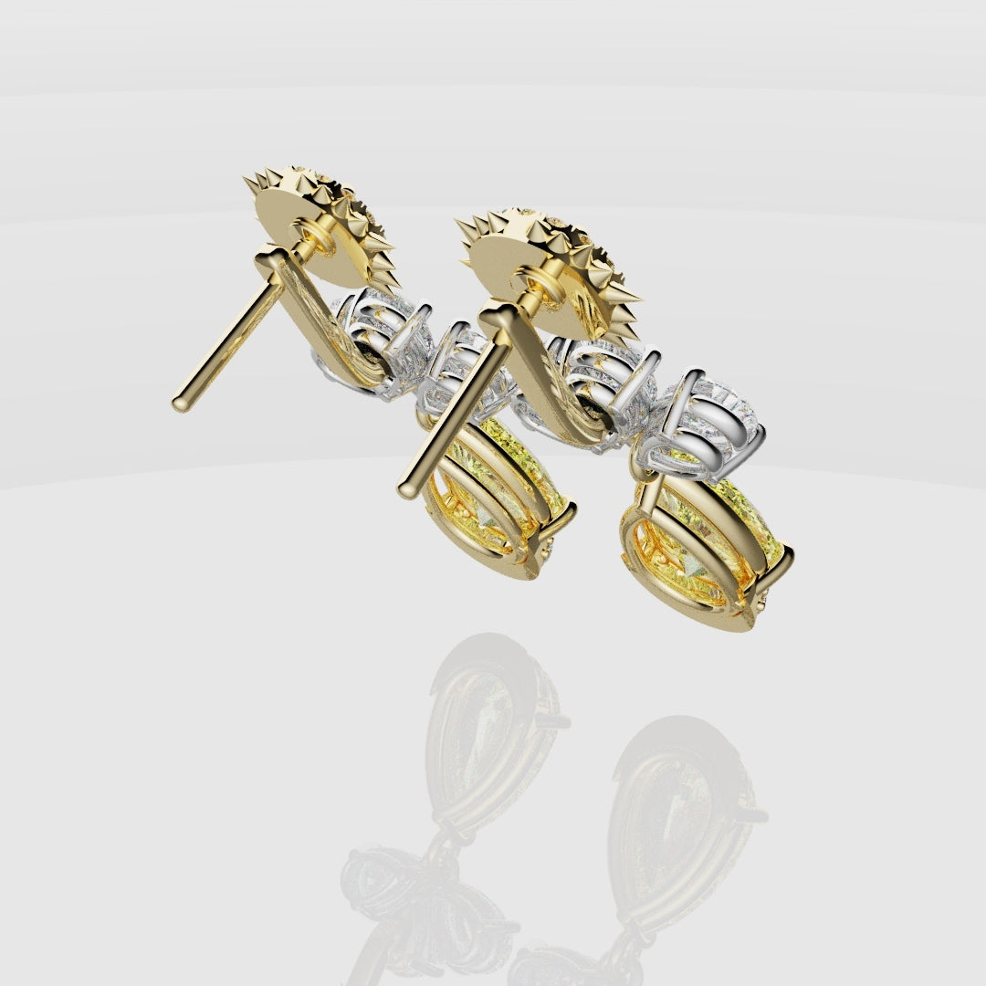 Bespoke High Jewellery Sun and Moon Earrings - White Gold and Yellow Gold