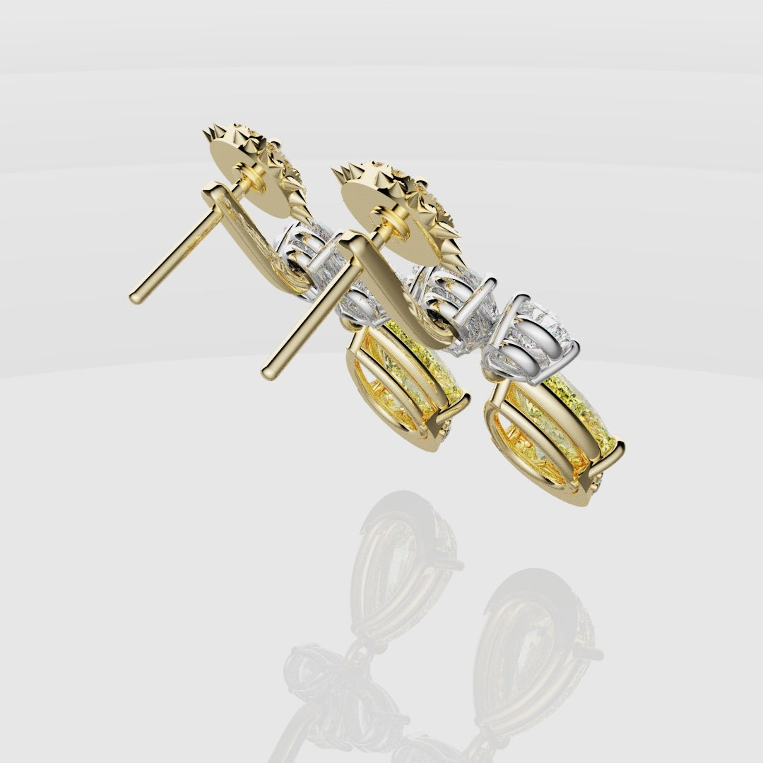 Bespoke High Jewellery Sun and Moon Earrings - White Gold and Yellow Gold