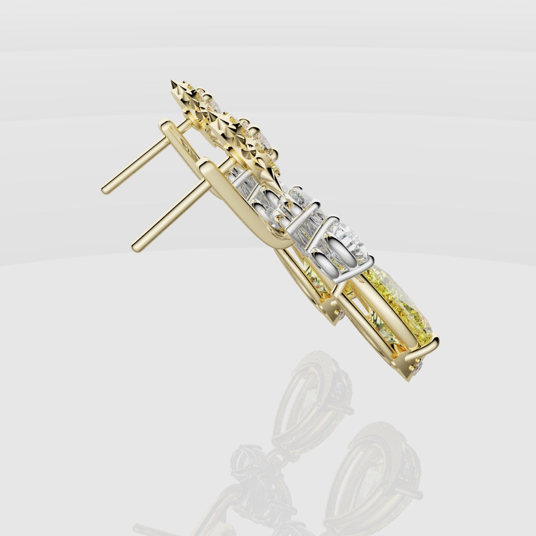 Bespoke High Jewellery Sun and Moon Earrings - White Gold and Yellow Gold