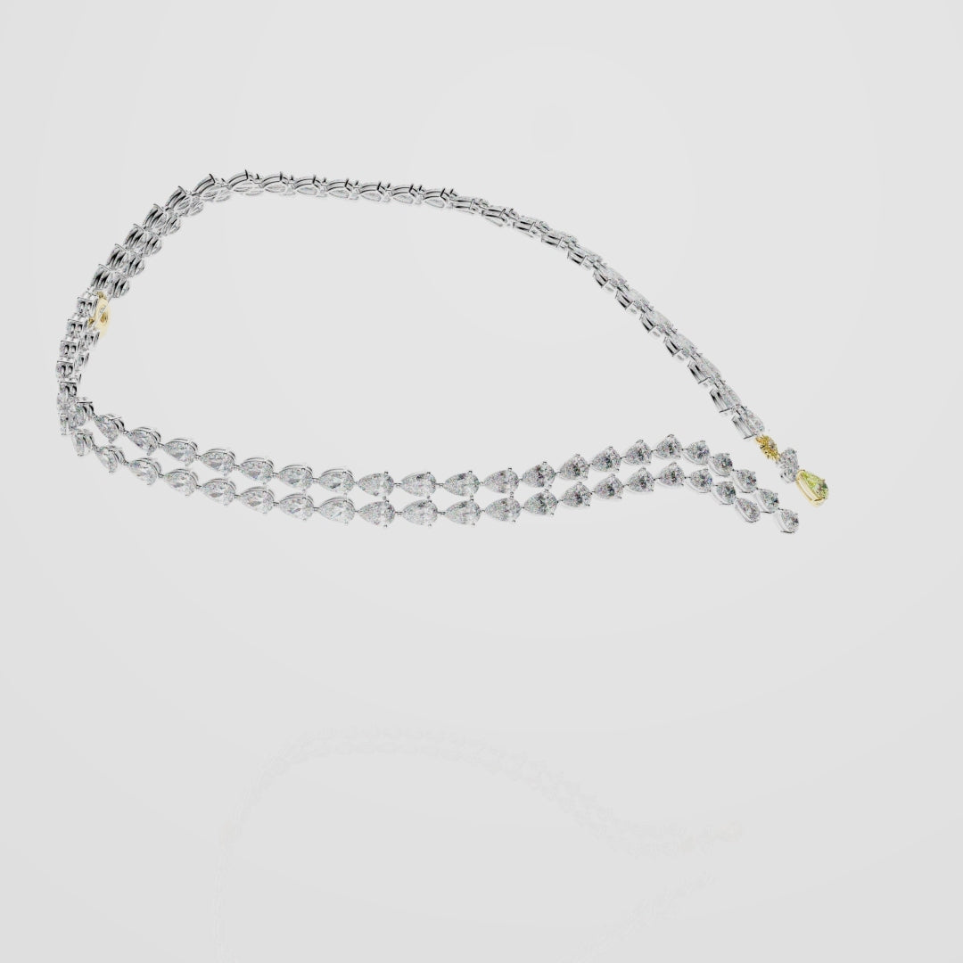 Bespoke High Jewellery Sun and Moon Necklace - White gold and Yellow Gold