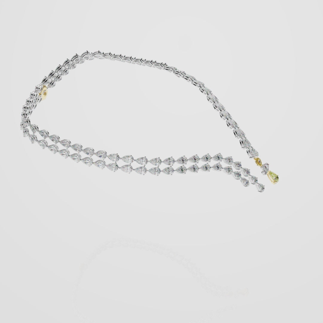 Bespoke High Jewellery Sun and Moon Necklace - White gold and Yellow Gold