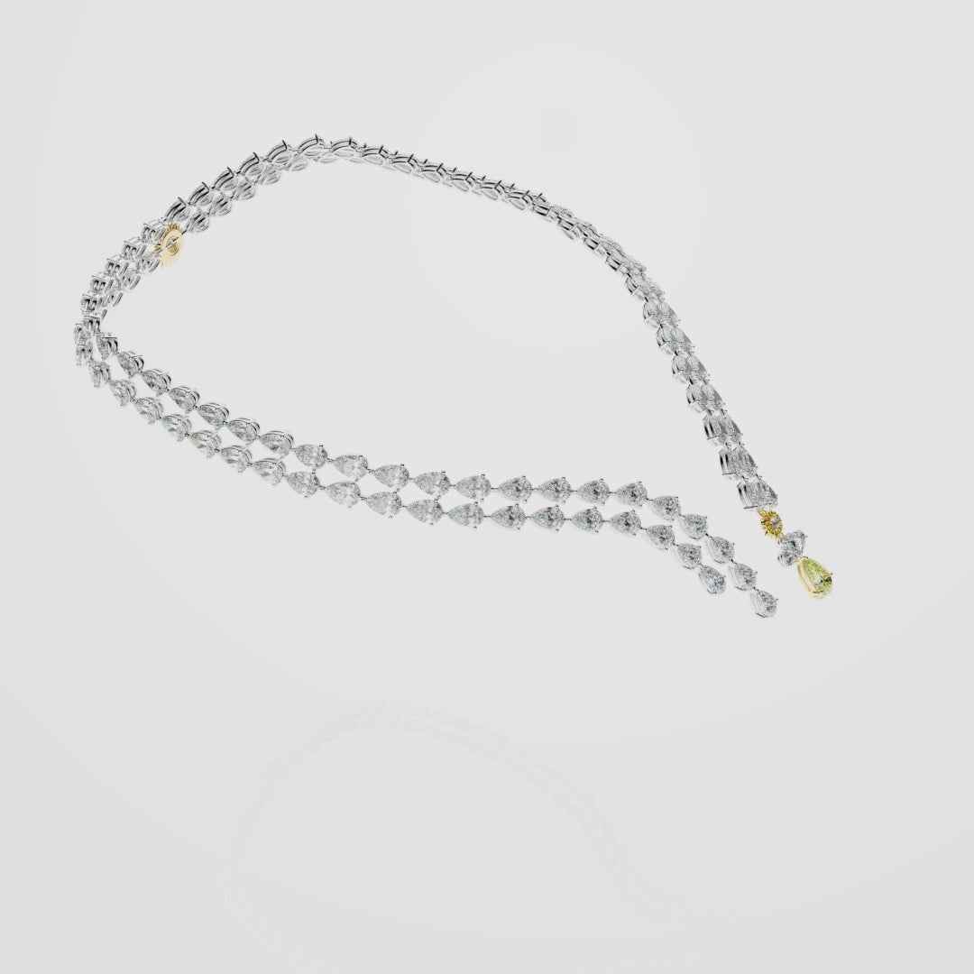 Bespoke High Jewellery Sun and Moon Necklace - White gold and Yellow Gold