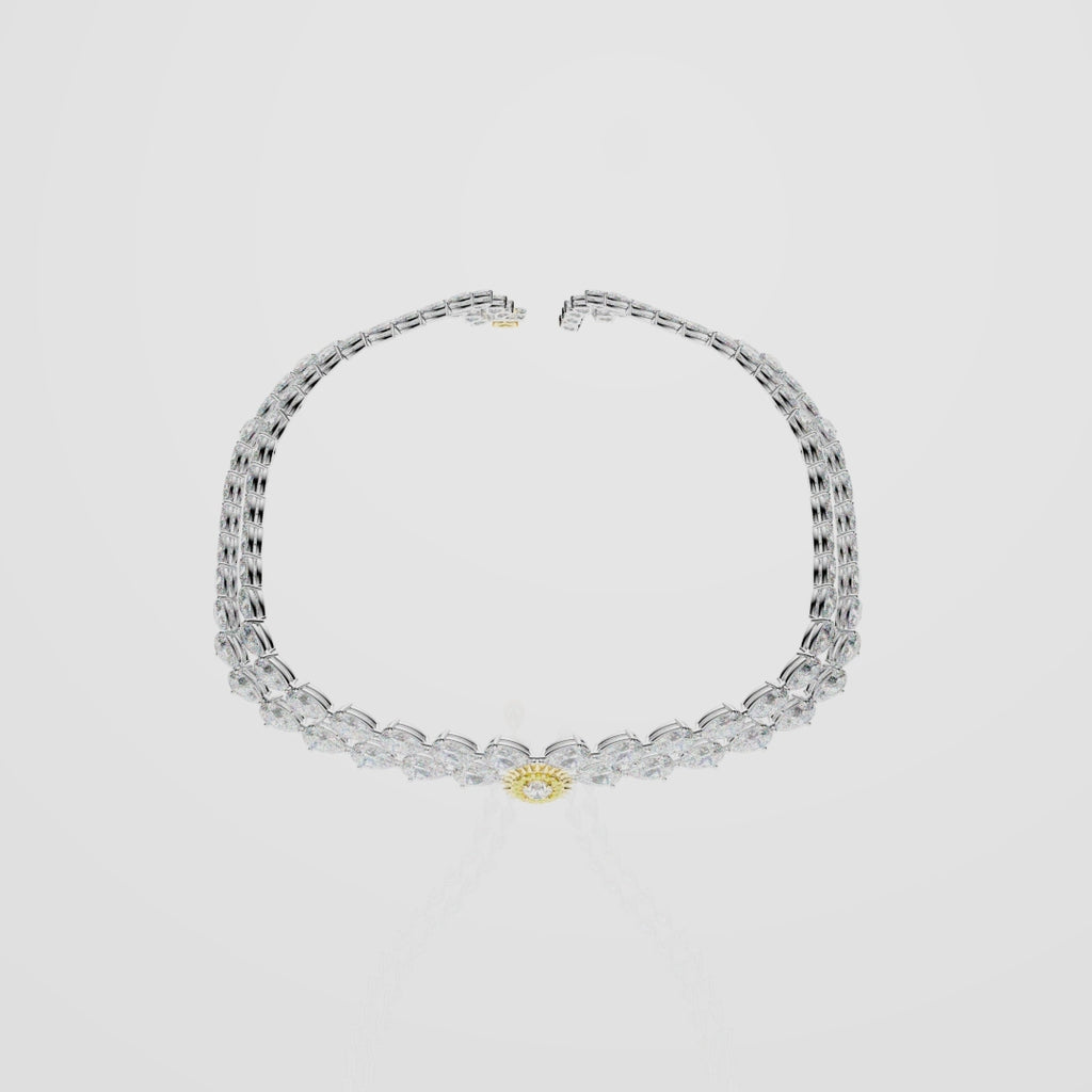Bespoke High Jewellery Sun and Moon Necklace - White gold and Yellow Gold