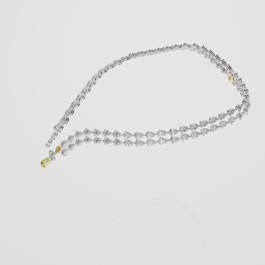 Bespoke High Jewellery Sun and Moon Necklace - White gold and Yellow Gold