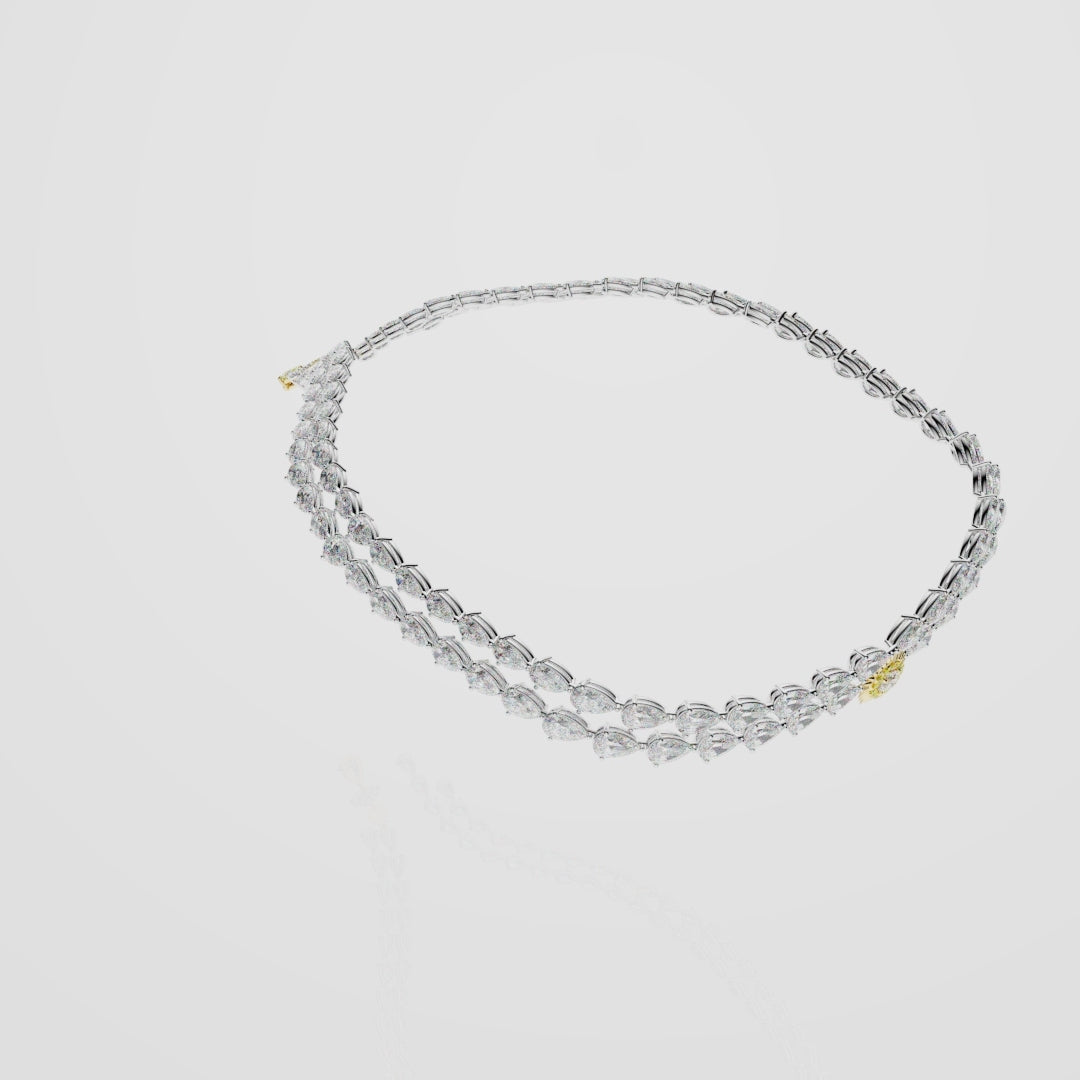 Bespoke High Jewellery Sun and Moon Necklace - White gold and Yellow Gold