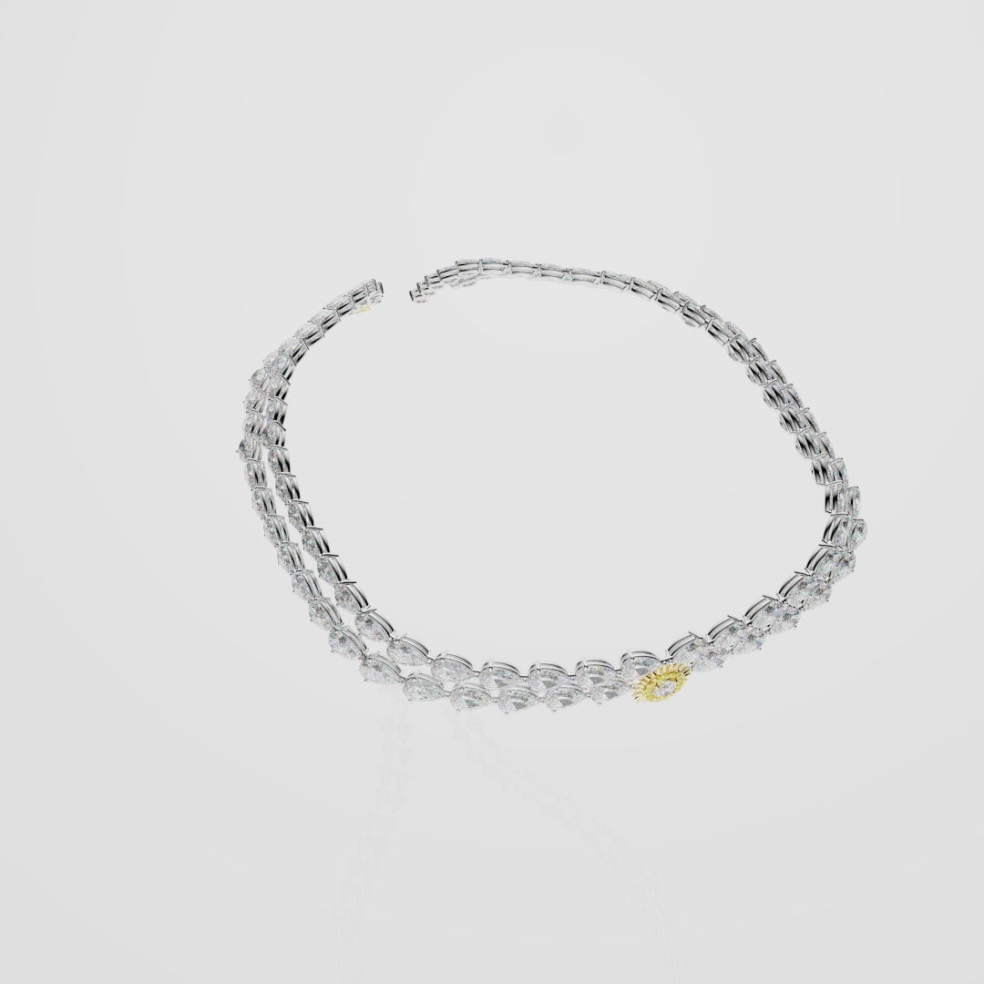 Bespoke High Jewellery Sun and Moon Necklace - White gold and Yellow Gold