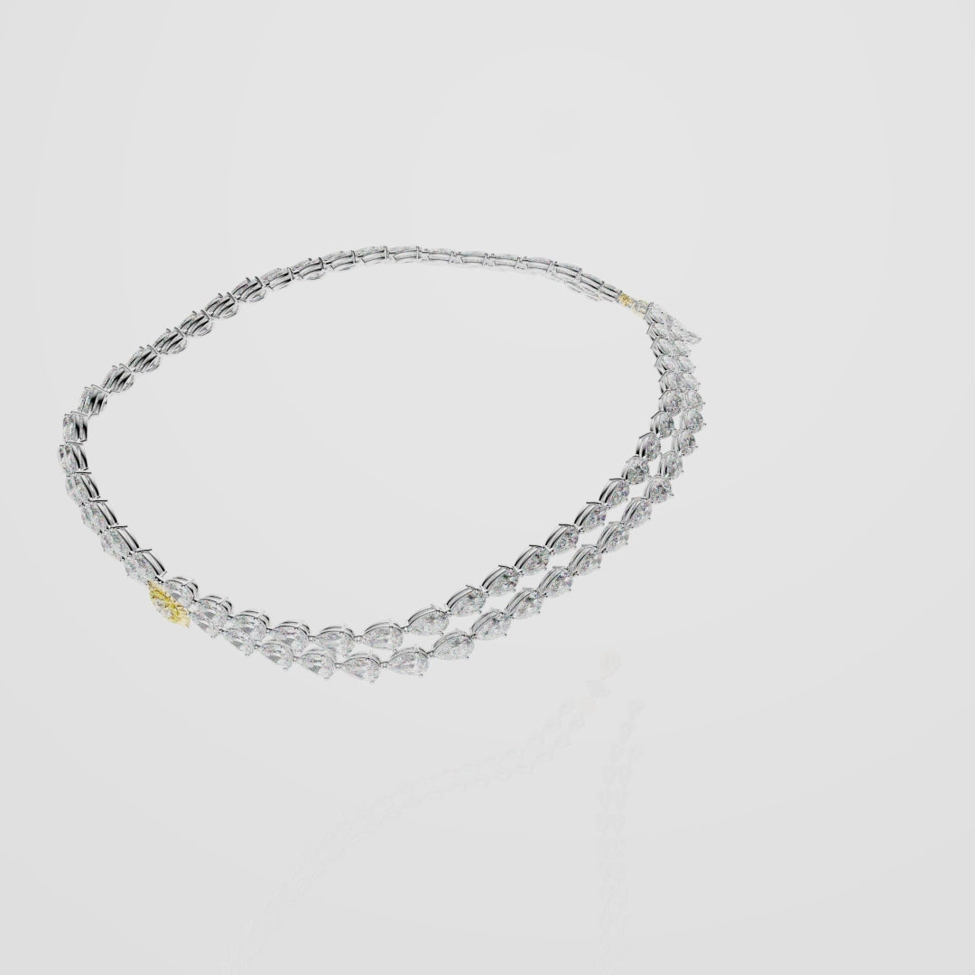 Bespoke High Jewellery Sun and Moon Necklace - White gold and Yellow Gold