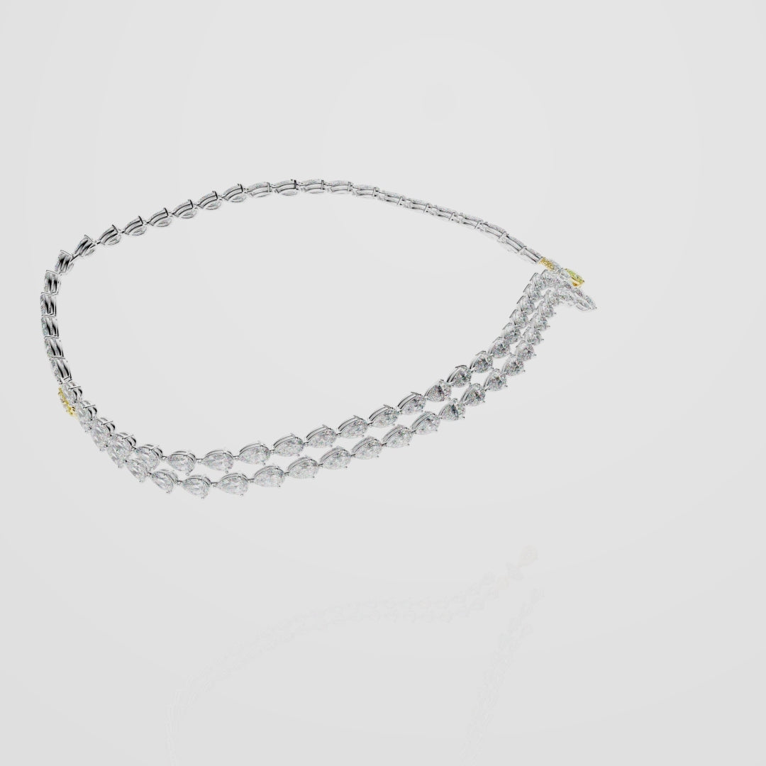 Bespoke High Jewellery Sun and Moon Necklace - White gold and Yellow Gold