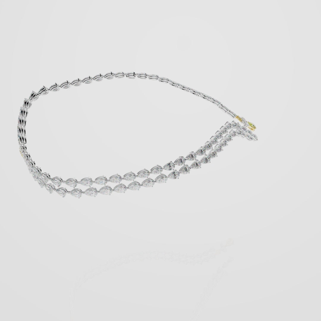 Bespoke High Jewellery Sun and Moon Necklace - White gold and Yellow Gold