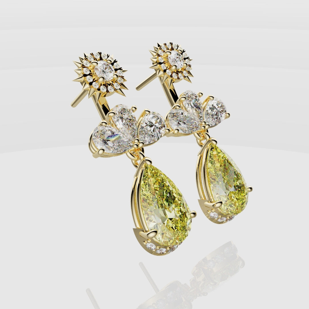 Bespoke High Jewellery Sun and Moon Earrings - Yellow Gold
