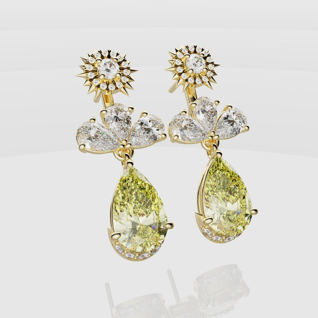 Bespoke High Jewellery Sun and Moon Earrings - Yellow Gold