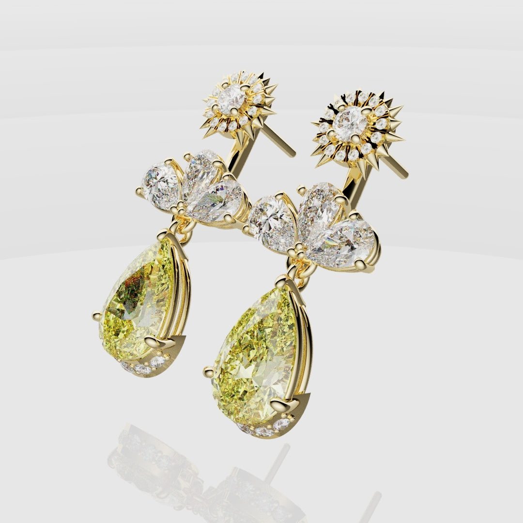 Bespoke High Jewellery Sun and Moon Earrings - Yellow Gold