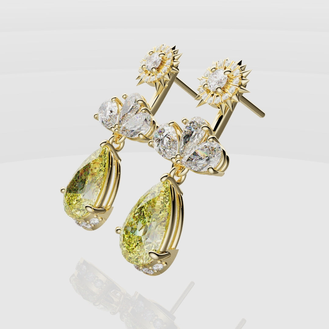 Bespoke High Jewellery Sun and Moon Earrings - Yellow Gold