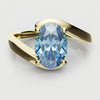 Oval Blue Diamond Wrap Around Ring - Yellow Gold