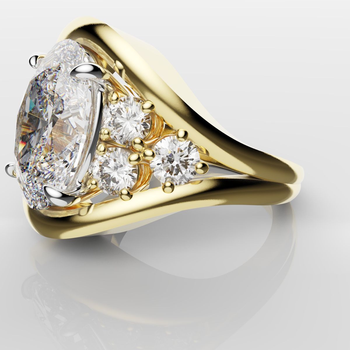 Custom Oval Diamond Hierloom Engagement Ring