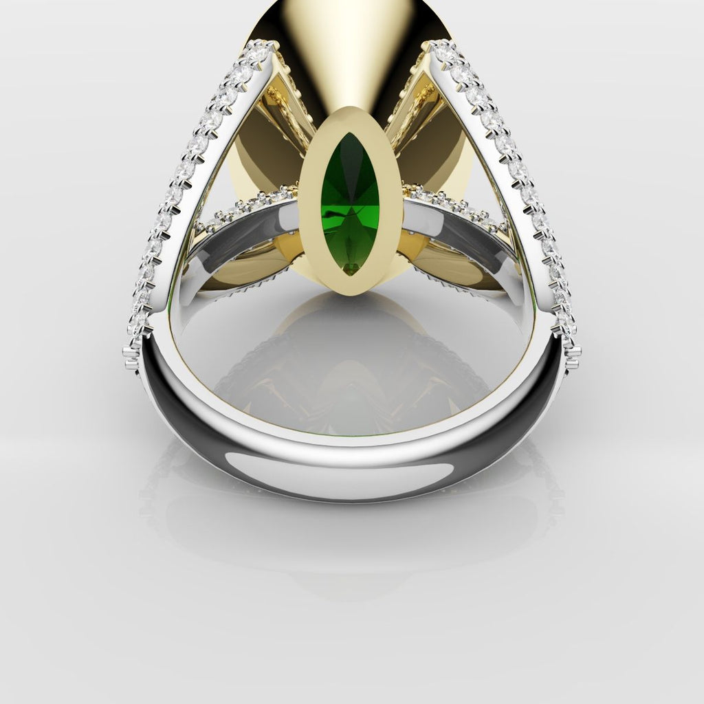 Green Oval Emerald Engagement Ring