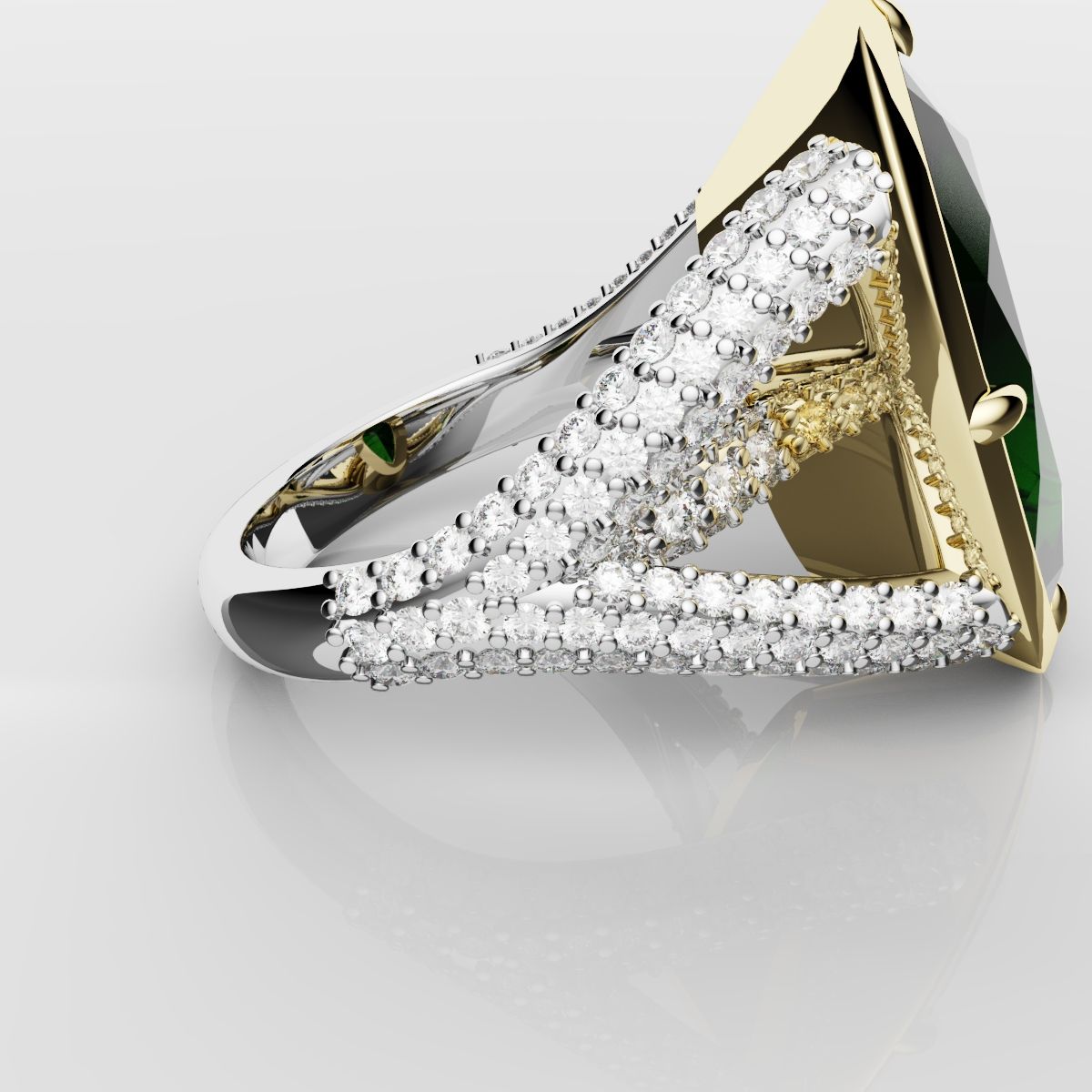 Green Oval Emerald Engagement Ring