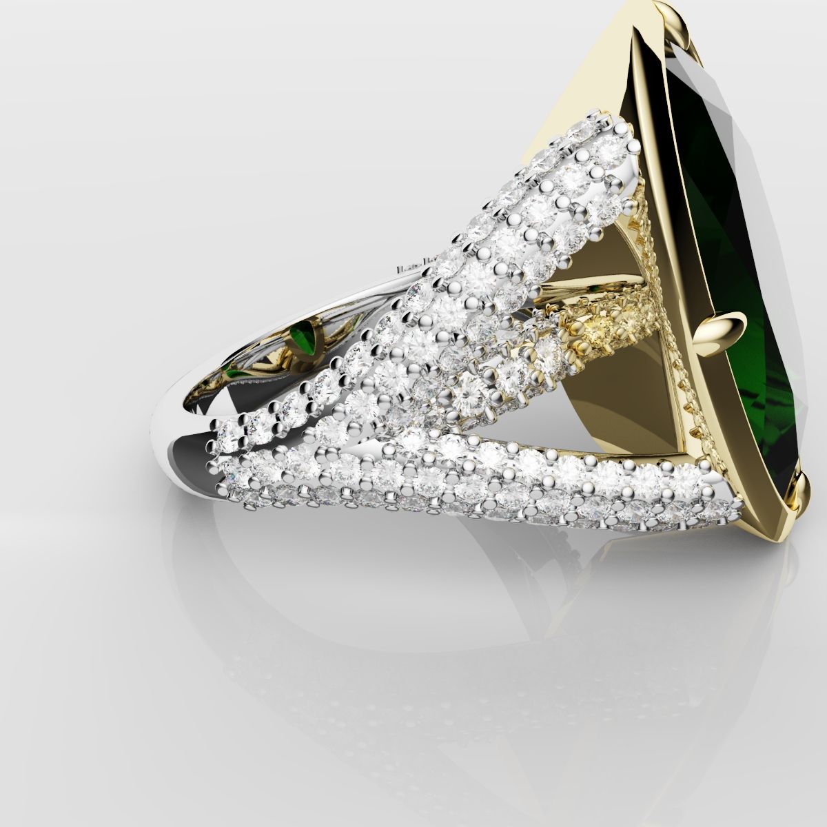 Green Oval Emerald Engagement Ring