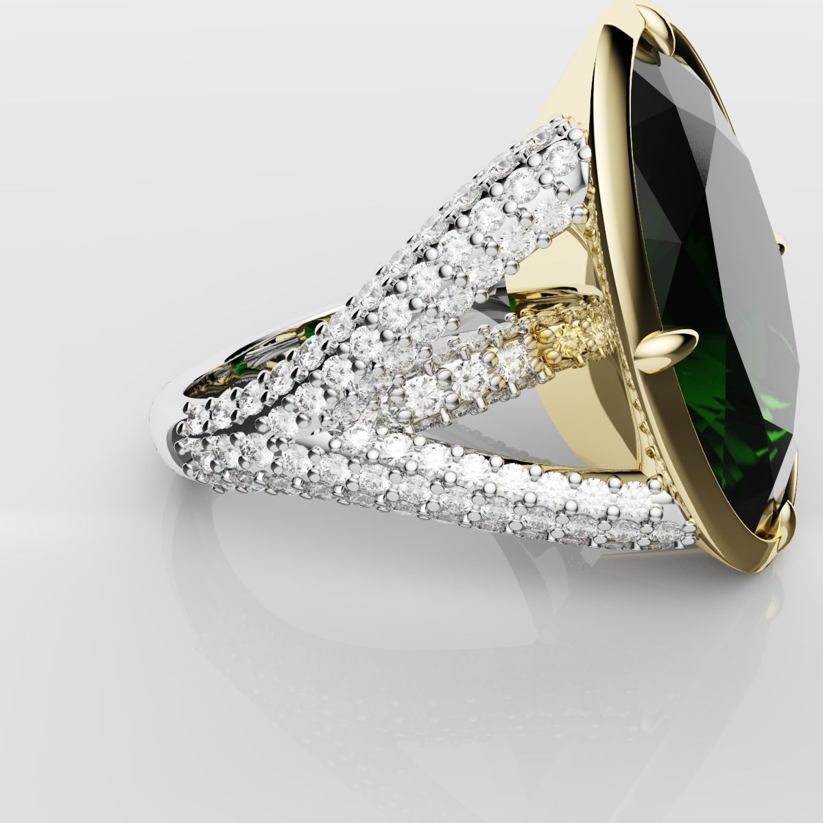 Green Oval Emerald Engagement Ring