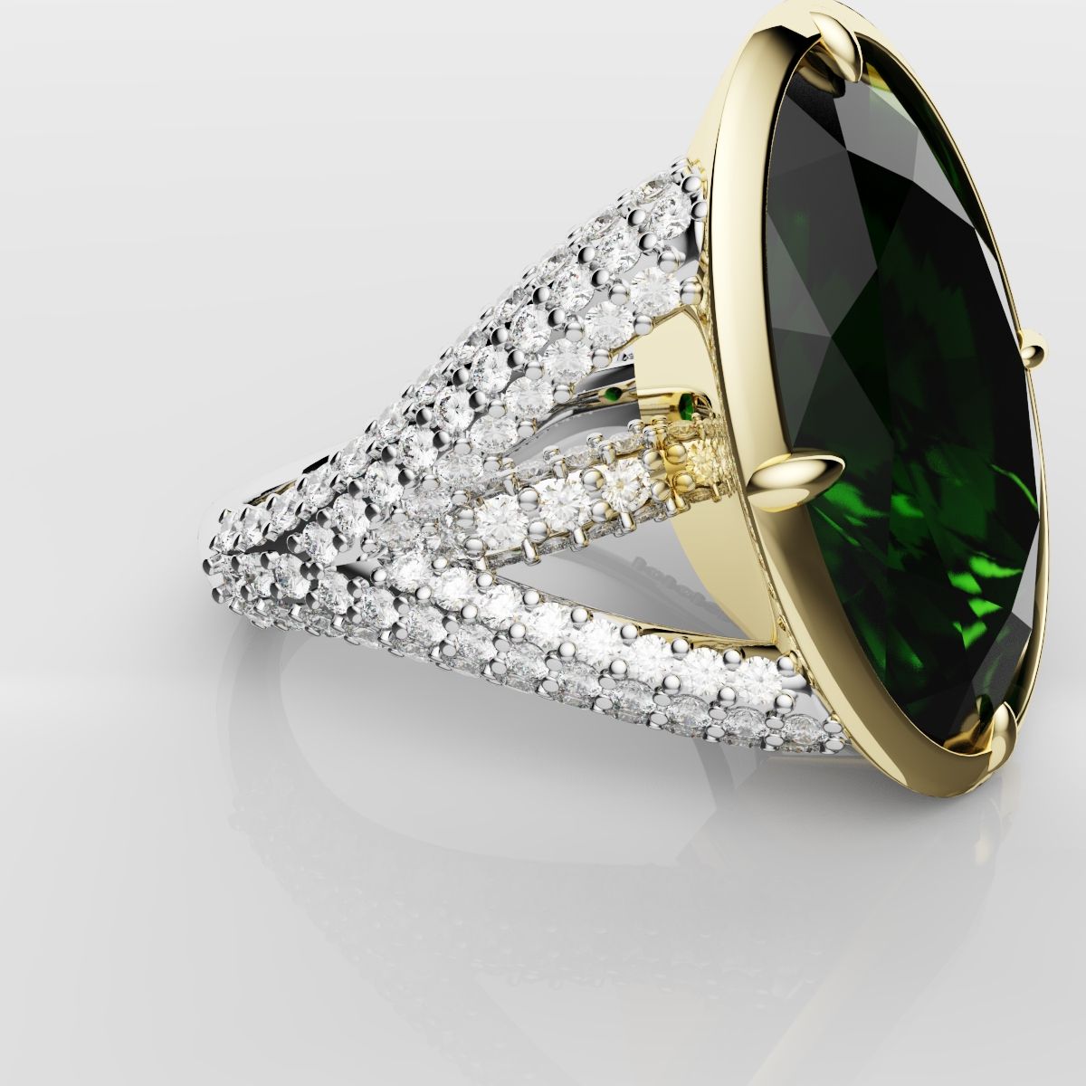 Green Oval Emerald Engagement Ring