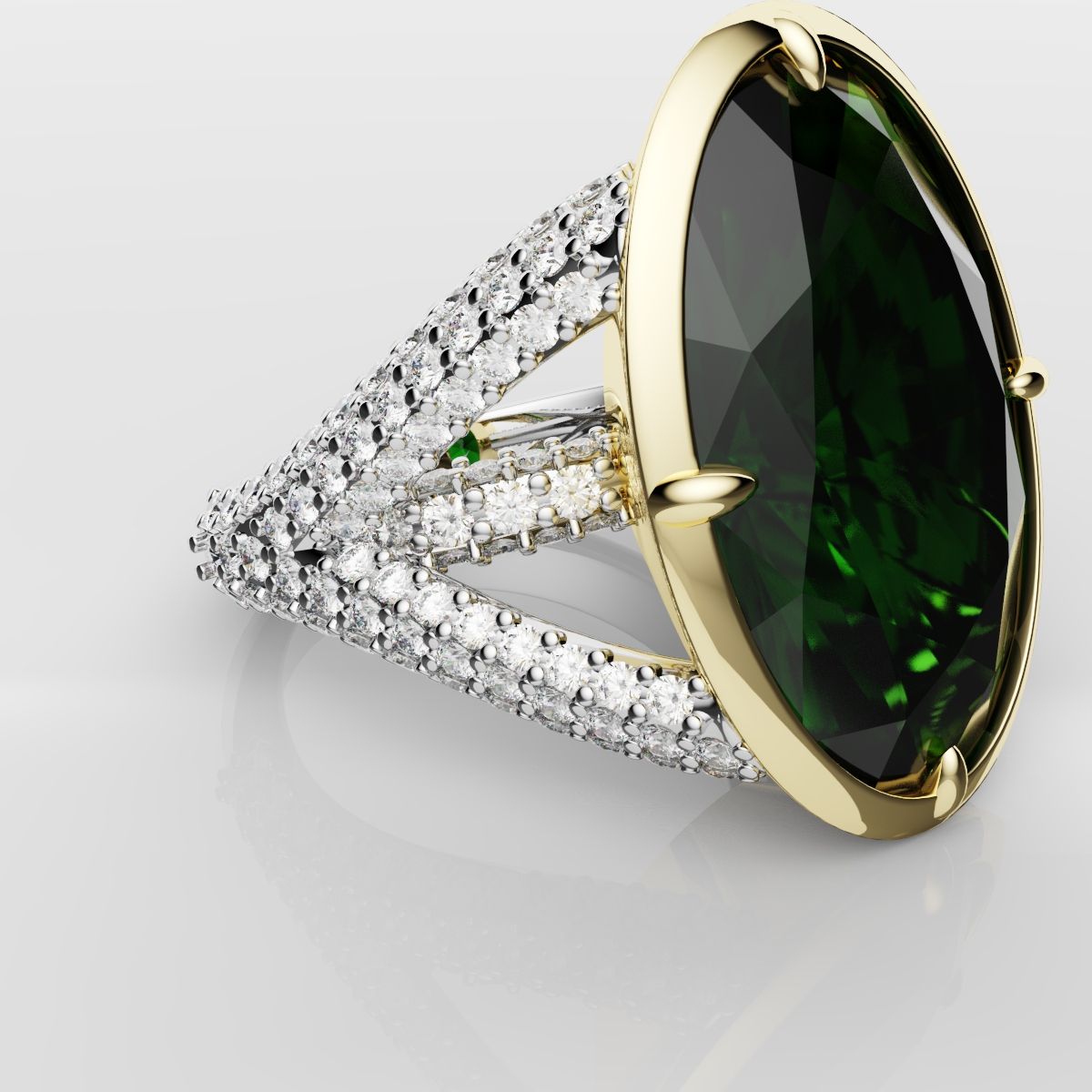 Green Oval Emerald Engagement Ring