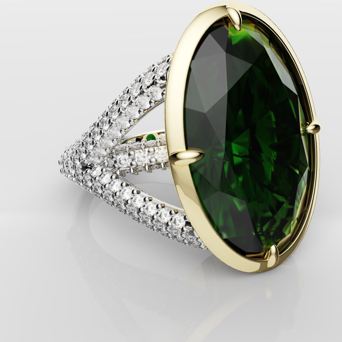 Green Oval Emerald Engagement Ring