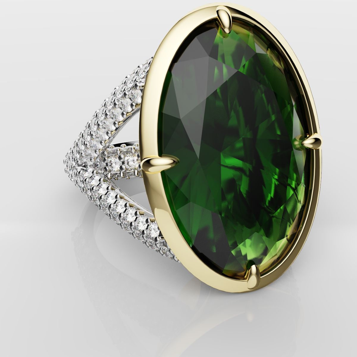 Green Oval Emerald Engagement Ring