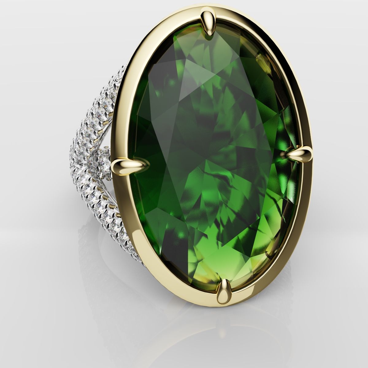 Green Oval Emerald Engagement Ring