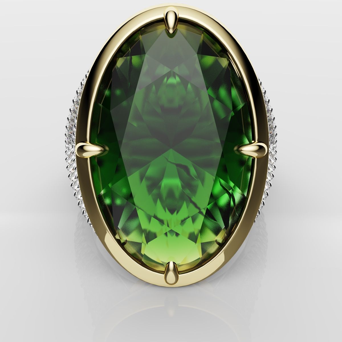 Green Oval Emerald Engagement Ring