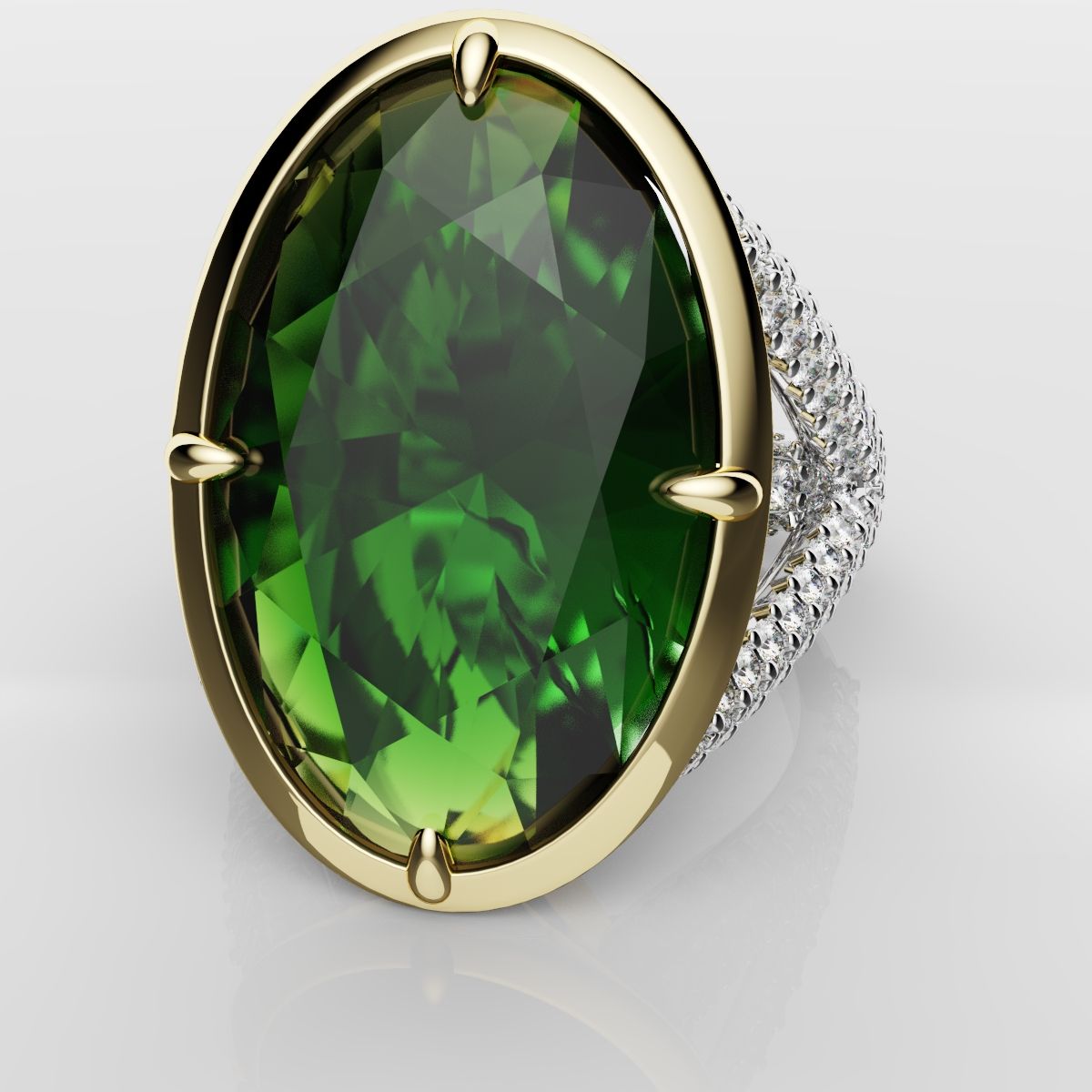 Green Oval Emerald Engagement Ring