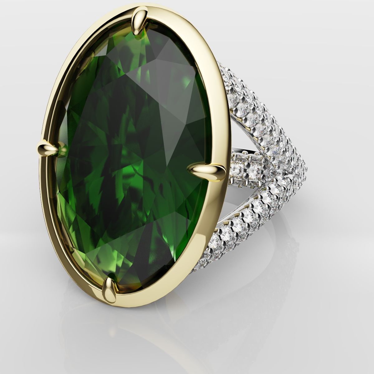 Green Oval Emerald Engagement Ring