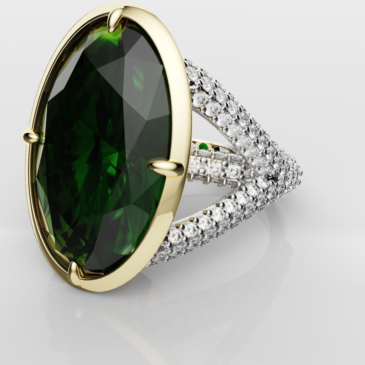 Green Oval Emerald Engagement Ring