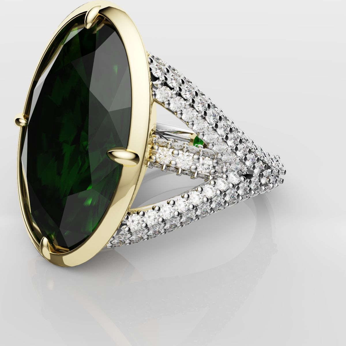 Green Oval Emerald Engagement Ring